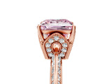 Rose gold Fancy Pink Princess Cut Solitaire Split Shank Pave Diamond Engagement Ring with Four-Prong Setting_5