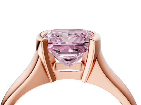 Rose gold Fancy Pink Princess Cut Solitaire Tension Set Diamond Ring with Split Shank Band_4