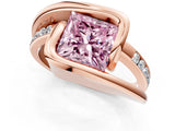 Rose gold Fancy Pink Princess Cut Solitaire Tension-Set Diamond Split Shank Ring_1