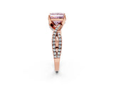 Rose gold Fancy Pink Princess Cut Solitaire Twist Pave Diamond Engagement Ring with Prong Setting_26