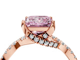 Rose gold Fancy Pink Princess Cut Solitaire Twist Pave Diamond Engagement Ring with Prong Setting_4