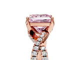 Rose gold Fancy Pink Princess Cut Solitaire Twist Pave Diamond Engagement Ring with Prong Setting_5
