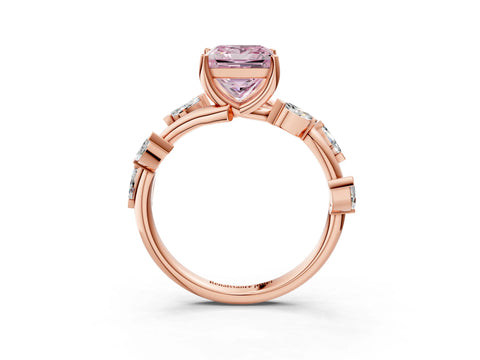 Rose gold Fancy Pink Princess Cut Solitaire Twisted Band Marquise Accent Prong Setting Ring_3
