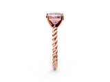 Rose gold Fancy Pink Princess  Cut Solitaire Twisted Band with Four-Prong Setting_31
