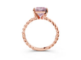 Rose gold Fancy Pink Princess  Cut Solitaire Twisted Band with Four-Prong Setting_32