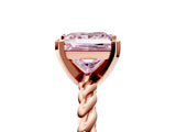 Rose gold Fancy Pink Princess  Cut Solitaire Twisted Band with Four-Prong Setting_34