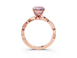 Rose gold Fancy Pink Princess Cut Solitaire Twisted Pave Band with Four-Prong Setting_6