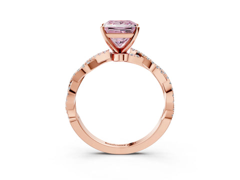 Rose gold Fancy Pink Princess Cut Solitaire Twisted Pave Band with Four-Prong Setting_6