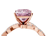 Rose gold Fancy Pink Princess Cut Solitaire Twisted Pave Band with Four-Prong Setting_7