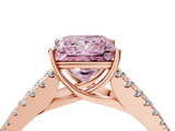 Rose gold Fancy Pink Princess  Cut Split Shank Pave Diamond Engagement Ring with Four-Prong Setting_4