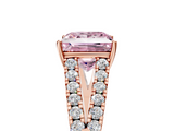 Rose gold Fancy Pink Princess  Cut Split Shank Pave Diamond Engagement Ring with Four-Prong Setting_5