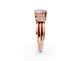 Rose gold Fancy Pink Princess  Cut Three-Stone Channel Set Ring with Bar Prongs_2