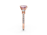 Rose gold Fancy Pink Princess  Cut Three-Stone Diamond Pavé Band with Prong Setting_2