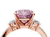 Rose gold Fancy Pink Princess  Cut Three-Stone Diamond Pavé Band with Prong Setting_4