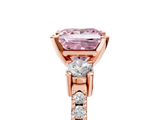 Rose gold Fancy Pink Princess  Cut Three-Stone Diamond Pavé Band with Prong Setting_5