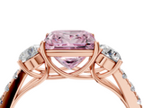 Rose gold Fancy Pink Princess  Cut Three-Stone Diamond Pave Band with Prong Setting_22