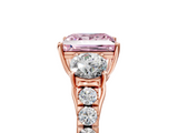 Rose gold Fancy Pink Princess  Cut Three-Stone Diamond Pave Band with Prong Setting_23