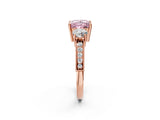 Rose gold Fancy Pink Princess Cut Three-Stone Diamond Ring with Pavé Band and Four-Prong Setting_2