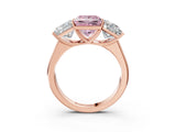 Rose gold Fancy Pink Princess Cut Three-Stone Diamond Ring with Prong Setting on a Classic Band_15