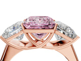 Rose gold Fancy Pink Princess Cut Three-Stone Diamond Ring with Prong Setting on a Classic Band_16