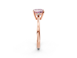 Rose gold Fancy Pink Princess  Cut Three-Stone Solitaire Ring with Round Accent Diamonds and Four-Prong Setting_2