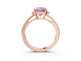 Rose gold Fancy Pink Princess  Cut Three-Stone Solitaire Ring with Round Accent Diamonds and Four-Prong Setting_3
