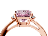 Rose gold Fancy Pink Princess  Cut Three-Stone Solitaire Ring with Round Accent Diamonds and Four-Prong Setting_4