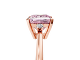 Rose gold Fancy Pink Princess  Cut Three-Stone Solitaire Ring with Round Accent Diamonds and Four-Prong Setting_5