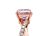 Rose gold Fancy Pink Princess  Cut Twist Band Solitaire Diamond Ring with Pavé Setting_8