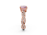 Rose gold Fancy Pink Princess  Cut Twisted Pavé Band Solitaire Ring with Four-Prong Setting_2