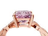 Rose gold Fancy Pink Princess  Cut Twisted Pavé Band Solitaire Ring with Four-Prong Setting_4