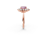 Rose gold Fancy Pink Princess  Diamond Cluster Halo Ring with Solitaire Band and Four-Prong Setting_2