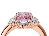 Rose gold Fancy Pink Princess  Diamond Cluster Halo Ring with Solitaire Band and Four-Prong Setting_4