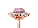 Rose gold Fancy Pink Princess  Diamond Cluster Halo Ring with Solitaire Band and Four-Prong Setting_5