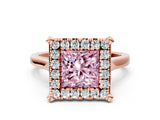 Rose gold Fancy Pink Princess  Diamond Cluster Halo Solitaire with Four-Prong Setting_22