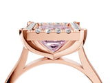 Rose gold Fancy Pink Princess  Diamond Cluster Halo Solitaire with Four-Prong Setting_26