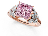 Rose gold Fancy Pink Princess  Diamond Cluster Leaf Design Ring with Prong Setting_1