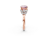 Rose gold Fancy Pink Princess  Diamond Cluster Leaf Design Ring with Prong Setting_2