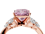 Rose gold Fancy Pink Princess  Diamond Cluster Leaf Design Ring with Prong Setting_4