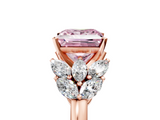 Rose gold Fancy Pink Princess  Diamond Cluster Leaf Design Ring with Prong Setting_5