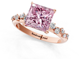 Rose gold Fancy Pink Princess  Diamond Cluster Prong-Set Solitaire Ring_1