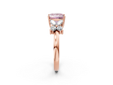 Rose gold Fancy Pink Princess  Diamond Floral Cluster Ring with Solitaire Band and Prong Setting_2