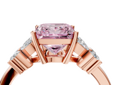 Rose gold Fancy Pink Princess  Diamond Floral Cluster Ring with Solitaire Band and Prong Setting_4