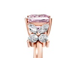 Rose gold Fancy Pink Princess  Diamond Floral Cluster Ring with Solitaire Band and Prong Setting_5
