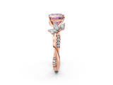 Rose gold Fancy Pink Princess  Diamond Floral Vine Solitaire Engagement Ring_2