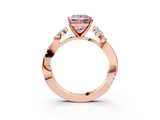 Rose gold Fancy Pink Princess  Diamond Floral Vine Solitaire Engagement Ring_3