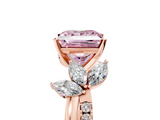Rose gold Fancy Pink Princess  Diamond Floral Vine Solitaire Engagement Ring_5