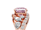 Rose gold Fancy Pink Princess  Diamond Halo Ring with Marquise and Pavé Band in Prong Setting_5