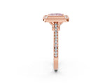 Rose gold Fancy Pink Princess  Diamond Halo Ring with Milgrain Frame and Pavé Band_25