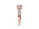 Rose gold Fancy Pink Princess  Diamond Pavé Band Solitaire Ring with Four-Prong Setting_30